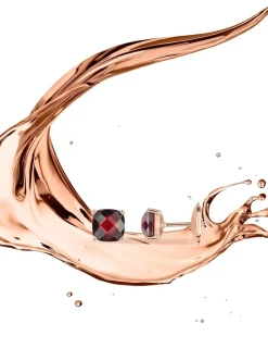 Boucles d'oreilles clous or rose 750 ‰ et grenat SO OR