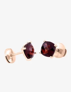 Boucles d'oreilles clous or rose 750 ‰ et grenat SO OR