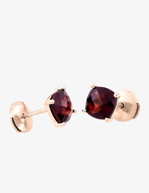 Boucles d'oreilles clous or rose 750 ‰ et grenat SO OR
