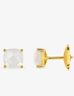 Boucles d'oreilles clous or jaune 750 ‰ et pierre de lune SO OR