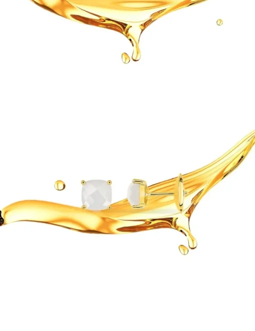 Boucles d'oreilles clous or jaune 750 ‰ et pierre de lune SO OR