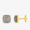 Boucles d'oreilles clous or jaune 750 ‰ labradorite SO OR