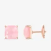 Boucles d'oreilles clous or rose 750 ‰ calcédoine rose SO OR
