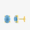 Boucles d'oreilles clous or jaune 750 ‰ et topaze bleue SO OR