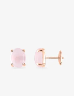 Boucles d'oreilles clous or rose 750 ‰ et quartz rose SO OR