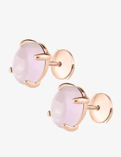 Boucles d'oreilles clous or rose 750 ‰ et quartz rose SO OR