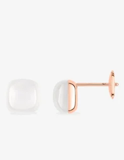 Boucles d'oreilles clous or rose 750 ‰ et pierre de lune SO OR