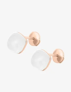 Boucles d'oreilles clous or rose 750 ‰ et pierre de lune SO OR
