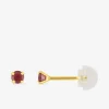 Boucles d'oreilles clous or jaune 750 ‰, rubis 3 mm SO OR