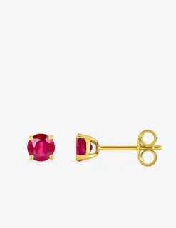 Boucles d'oreilles clous or jaune 750 ‰ et rubis SO OR