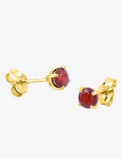 Boucles d'oreilles clous or jaune 750 ‰ et rubis SO OR