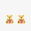 Boucles d'oreilles clous ours plaqué or et laque rose SO OR