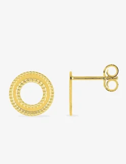 Boucles d'oreilles clous or jaune 375 ‰ motif cercle SO OR