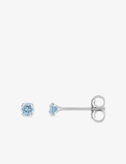 Boucles d'oreilles clous or blanc 750 ‰ et topazes bleues SO OR