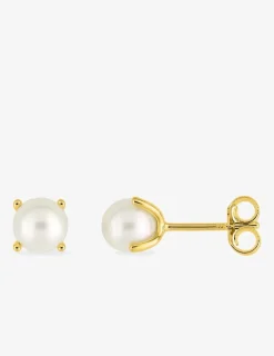 Boucles d'oreilles clous or jaune 375 ‰ et perle de culture d'eau douce 5 mm SO OR