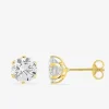 Boucles d'oreilles clous or jaune 750 ‰, oxyde de zirconium 7 mm SO OR