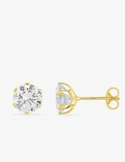 Boucles d'oreilles clous or jaune 750 ‰, oxyde de zirconium 7 mm SO OR