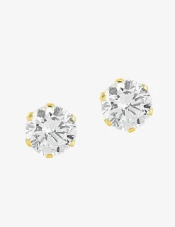 Boucles d'oreilles clous or jaune 750 ‰, oxyde de zirconium 7 mm SO OR