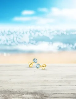 Boucles d'oreilles clous or jaune 375‰, topaze 5 mm SO OR