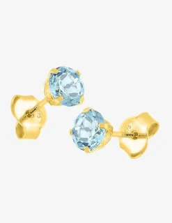 Boucles d'oreilles clous or jaune 375‰, topaze 5 mm SO OR