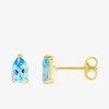 Boucles d'oreilles clous or jaune 375‰, pierre fine topaze SO OR