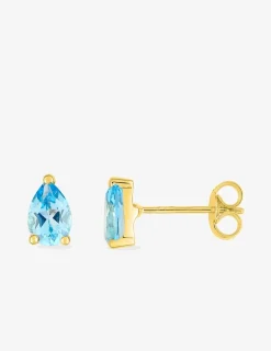 Boucles d'oreilles clous or jaune 375‰, pierre fine topaze SO OR