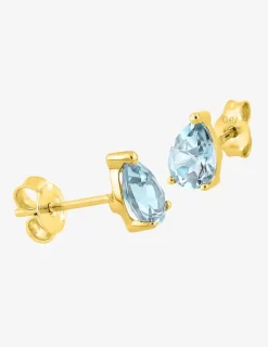 Boucles d'oreilles clous or jaune 375‰, pierre fine topaze SO OR