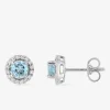 Boucles d'oreilles clous or blanc 375‰ et topaze ronde SO OR