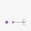 Boucles d'oreilles clous or blanc 750‰ et améthyste 3 mm SO OR