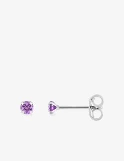 Boucles d'oreilles clous or blanc 750‰ et améthyste 3 mm SO OR