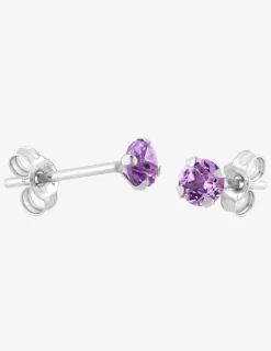Boucles d'oreilles clous or blanc 750‰ et améthyste 3 mm SO OR