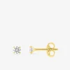 Boucles d'oreilles clous or jaune 750‰ et oxyde de zirconium 3 mm SO OR