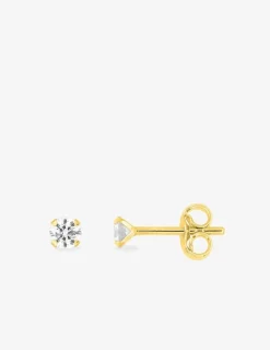 Boucles d'oreilles clous or jaune 750‰ et oxyde de zirconium 3 mm SO OR