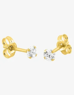 Boucles d'oreilles clous or jaune 750‰ et oxyde de zirconium 3 mm SO OR