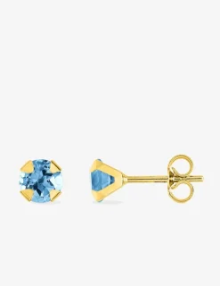 Boucles d'oreilles clous or jaune 750 ‰ et topazes traitées SO OR