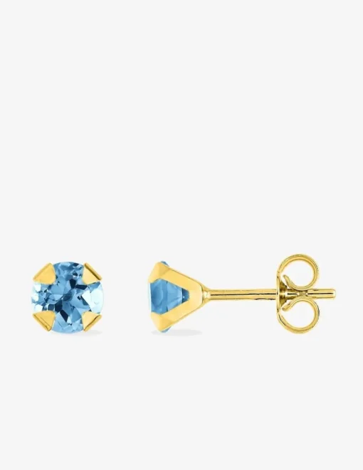 Boucles d'oreilles clous or jaune 750 ‰ et topazes traitées SO OR