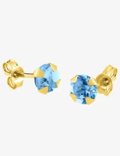 Boucles d'oreilles clous or jaune 750 ‰ et topazes traitées SO OR