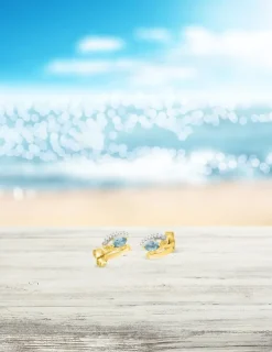 Boucles d'oreilles clous or jaune 375‰ et topaze SO OR