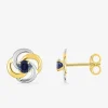 Boucles d'oreilles clous or jaune 750 ‰, saphir et rhodium SO OR
