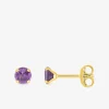 Boucles d'oreilles clous or jaune 750 ‰ et améthyste SO OR