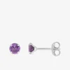 Boucles d'oreilles clous or blanc 750 ‰ et améthyste SO OR