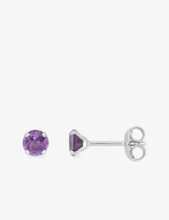 Boucles d'oreilles clous or blanc 750 ‰ et améthyste SO OR