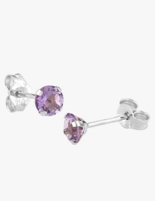 Boucles d'oreilles clous or blanc 750 ‰ et améthyste SO OR