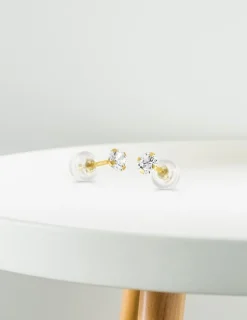 Boucles d'oreilles clous or jaune 750 ‰, oxyde de zirconium SO OR