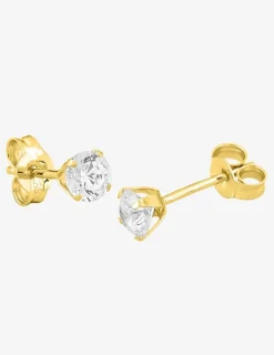 Boucles d'oreilles clous or jaune 750 ‰, oxyde de zirconium SO OR