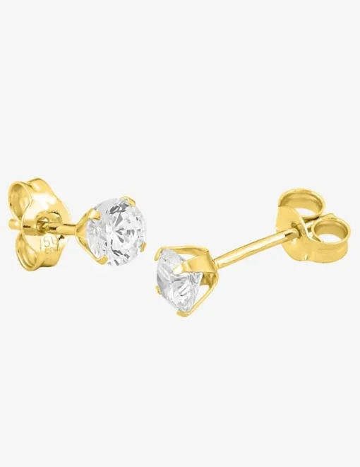Boucles d'oreilles clous or jaune 750 ‰, oxyde de zirconium SO OR