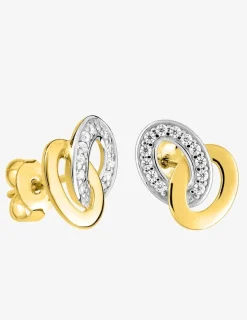 Boucles d'oreilles clous ovales entrelacés plaqué or, rhodium et oxyde de zirconium SO OR