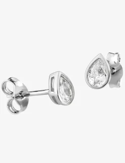 Boucles d'oreilles clous or blanc 375 ‰ et oxyde de zirconium SO OR
