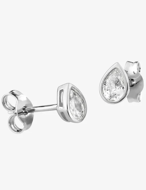 Boucles d'oreilles clous or blanc 375 ‰ et oxyde de zirconium SO OR