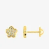 Boucles d'oreilles clous or jaune 375 ‰, oxydes de zirconium SO OR
